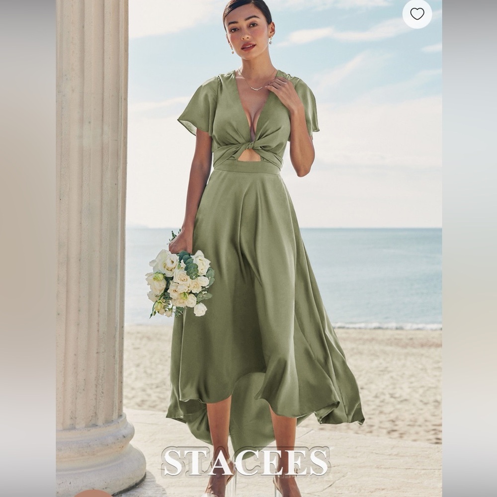 Stacees Sage Green High Low Dress
